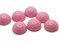 7 22mm Bubblegum Pink Round Vintage Lucite Plastic Cabochons Flat Back Dome Cabochons